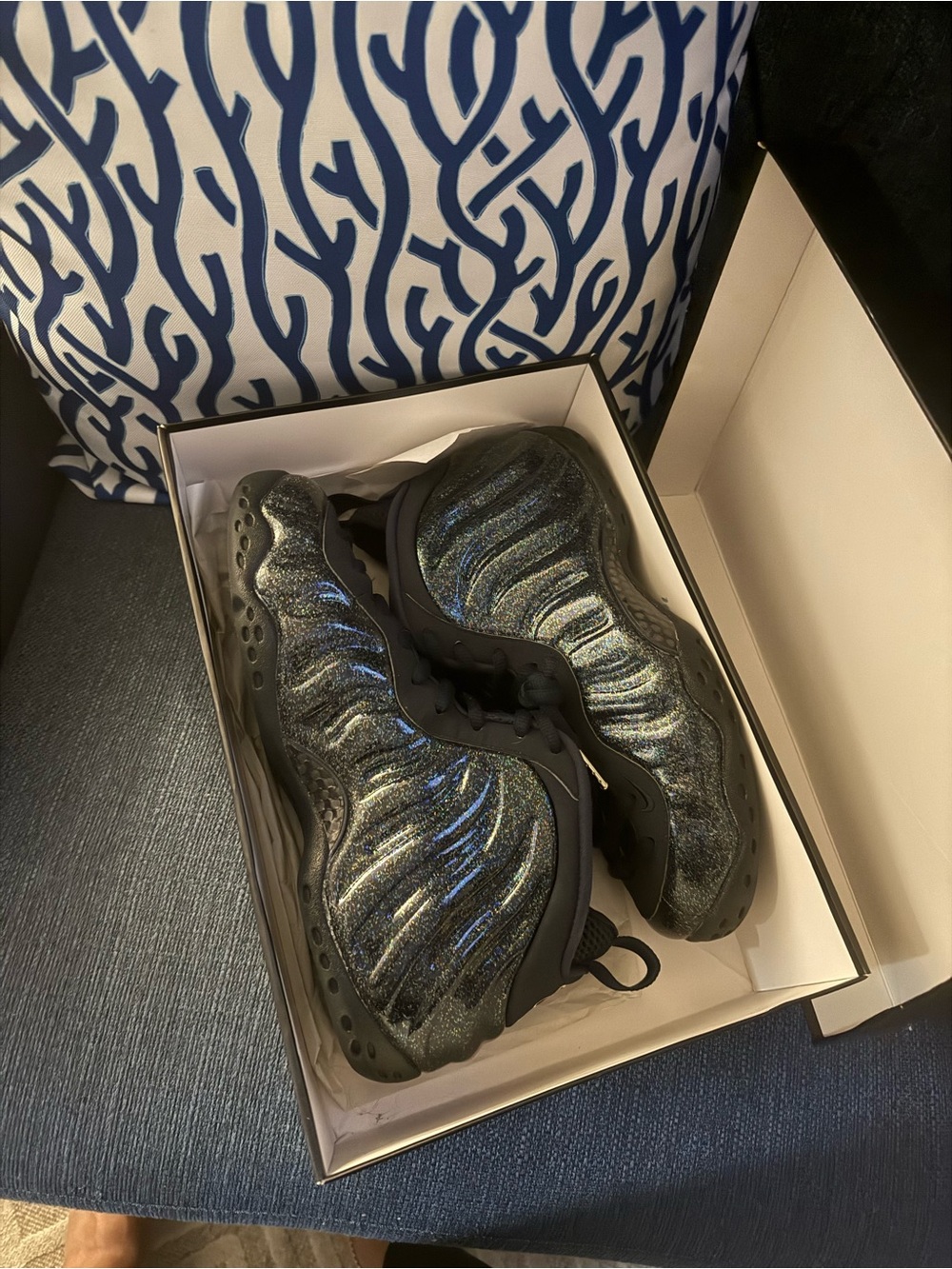 Nike Black Iridescent Foamposite-Style Sneakers